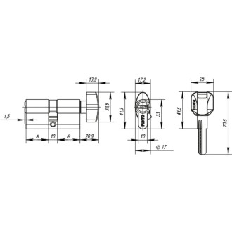 Цилиндровый механизм Punto Z402/90 mm 40+10+40 CP