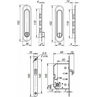 Ручка для раздвижных дверей Punto Soft LINE SL-011 AB