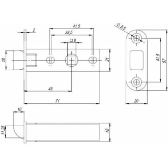 Врезная защелка Punto PLASTPL45-R20 PL45-R20 SN