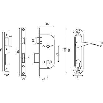 Врезной цилиндровый замок Punto KIT P16 4070 CRONA