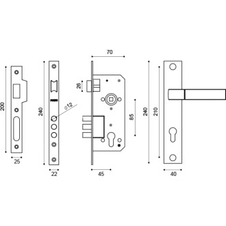 Цилиндровый врезной замок Punto KIT P90 4585/3 ORION SN/CP