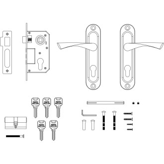 Цилиндровый врезной замок Punto KIT P15 4061/3 CRONA SN