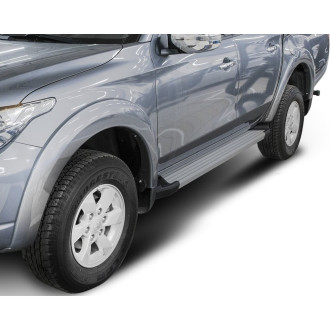 Алюминиевые пороги для Mitsubishi L200 2006-2015- Rival Silver