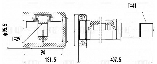 Внутренний правый шрус для Ford Transit (13-) 2.2TDCi VMT6 TRIALLI GO 1040