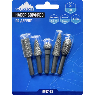 Набор фрез по дереву vertextools 0987-63