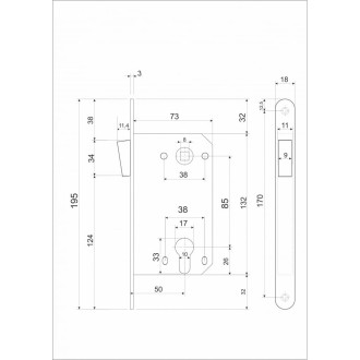 Межкомнатный механизм под фиксатор VETTORE 530 C-S MAGNET АВ