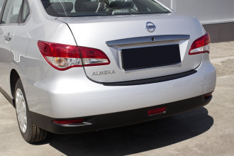 Накладка на задний бампер для Nissan Almera 2014-2018, шагрень / Ниссан Альмера