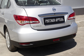 Накладка на задний бампер для Nissan Almera 2014-2018, шагрень / Ниссан Альмера