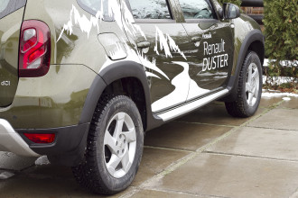 Расширители колесных арок (вынос 2,5мм) для Renault Duster I рестайлинг 2015-2020, шагрень / Рено Дастер