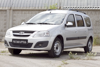 Защитная сетка решетки переднего бампера для Lada Largus 2012-2019, шагрень / Лада Ларгус