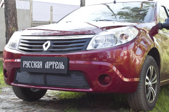 Защитная сетка решетки переднего бампера для Renault Sandero 2009-2013, шагрень / Рено Сандеро