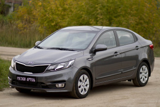 Защитная сетка решетки переднего бампера для Kia Rio III рестайлинг 2015-2016 (седан), шагрень / Киа Рио
