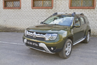 Защитная сетка решетки радиатора и переднего бампера для Renault Duster I рестайлинг 2015-2020, шагрень / Рено Дастер