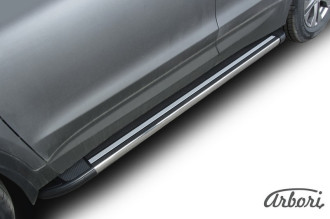 Комплект алюминиевых порогов Arbori Luxe Black 1800 для HYUNDAI Santa Fe 2012-2016 / Хендай Санта Фе