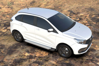 Комплект алюминиевых порогов Arbori Standart Silver 1700 для LADA Xray 2015-2021 / Лада Иксрей