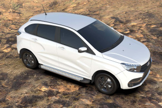 Комплект алюминиевых порогов Arbori Standart Silver 1700 для LADA Xray 2015-2021 / Лада Иксрей