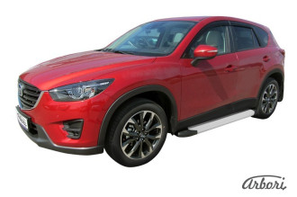 Комплект алюминиевых порогов Arbori Optima Silver 1700 для MAZDA CX-5 2011-2016 / Мазда СХ-5