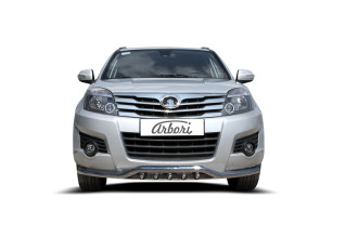 Защита переднего бампера d57 с ЗК Arbori нерж. сталь для GREAT WALL Hover H3 2010-2014 / Грейт Волл Ховер Н3