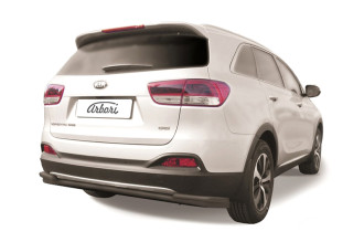 Защита заднего бампера d57+d42 двойная длинная Arbori черн. для KIA Sorento Prime 2015-2018 / Киа Соренто