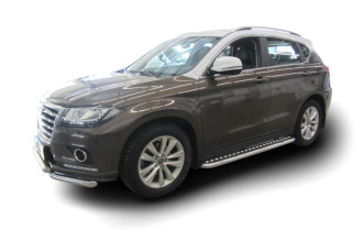 Защита порогов d57 с листом усиленная Arbori нерж. сталь для HAVAL H2 2014-нв / Хавал Н2