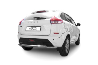 Защита заднего бампера d42 + d42 двойная Arbori нерж. сталь для LADA Xray 2015-нв / Лада Иксрей