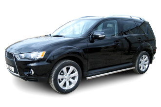 Защита порогов d57 труба Arbori нерж. сталь для Mitsubishi OUTLANDER XL 2010-2012 / Митсубиси Аутлендер