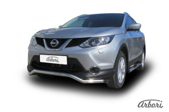Защита переднего бампера d57 волна Arbori нерж. сталь для NISSAN Qashqai 2014-2016 / Ниссан Кашкай