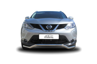 Защита переднего бампера d57 волна Arbori нерж. сталь для NISSAN Qashqai 2014-2016 / Ниссан Кашкай