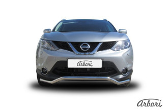 Защита переднего бампера d57 волна Arbori нерж. сталь для NISSAN Qashqai 2014-2016 / Ниссан Кашкай