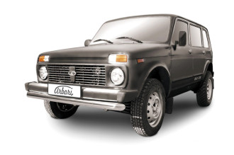 Защита переднего бампера d76 Arbori нерж. сталь для LADA 4х4 5дв. 1993-нв / Лада Нива