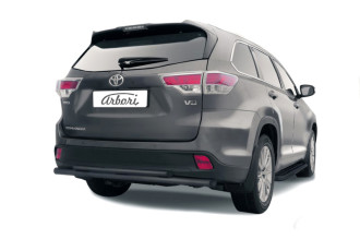 Защита заднего бампера d57+d42 двойная радиусная Arbori черн. для TOYOTA Highlander 2014-2016 / Тойота Хайлендер