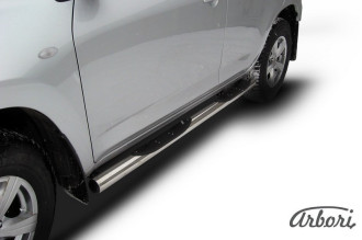 Защита порогов d76 с проступями Arbori нерж. сталь для Toyota RAV4 2006-2010 / Тойота Рав 4