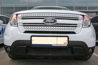 Сетка на бампер внешняя для FORD Explorer 2012-2015, 2 шт., черн., 15 мм / Форд Эксплорер