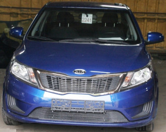 Сетка на бампер внешняя для KIA Rio 2011-2014, черн., 15 мм / Киа Рио