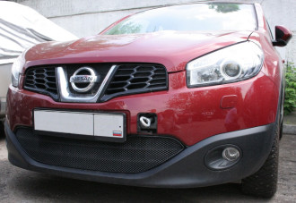 Сетка на бампер внешняя для NISSAN Qashqai 2011-2014, черн., 15 мм / Ниссан Кашкай