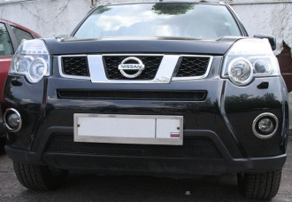 Сетка на бампер внешняя для NISSAN X-Trail 2010-2015, 2 шт., черн., 15 мм / Ниссан Х Трейл