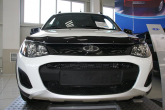 Сетка на бампер внешняя для LADA Kalina Cross 2015-2018, 2 шт., черн., 15 мм / Лада Калина
