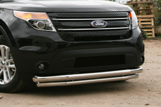 Защита переднего бампера d 76/60 двойная "Ford Explorer" 2011-2015, 2016- / Форд Эксплорер