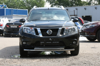 Защита переднего бампера труба d60/42 двойная, Nissan Terrano 2014- / Ниссан Террано