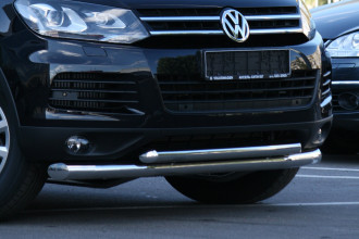 Защита переднего бампера d 76/60 двойная "Volkswagen Touareg" 2010- / Фольксваген Туарег