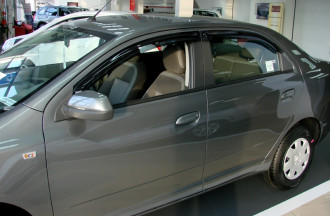 Дефлекторы боковых окон Chevrolet Cobalt, 2011-2015/Ravon R4, 2016-, SD, 4ч., темный / Шевроле Кобальт