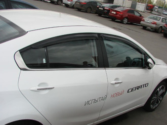 Дефлекторы боковых окон KIA Cerato, 2013-2020, 4 ч., темный / Киа Серато
