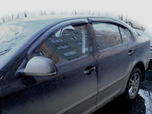Дефлекторы боковых окон Skoda Octavia, 2004-2013, HB, 4ч., темный / Шкода Октавия