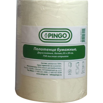 Полотенца бумажные PINGO, 2-х сл. белые, 750 отрывов 20 х 20 см