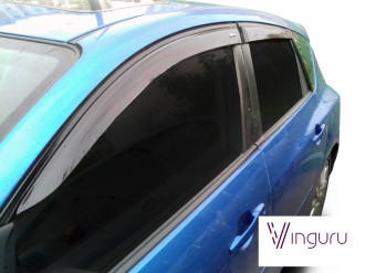 Дефлекторы окон Vinguru MAZDA 3 I (BK) 2003-2006, 2006-2009 /хб/накладные/скотч/к-т 4 шт./акрил / Мазда