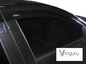 Дефлекторы окон Vinguru RENAULT Logan II 2012-2018, 2018- /сед/накладные/скотч/к-т 4 шт./литьевой поликарбонат / Рено Логан