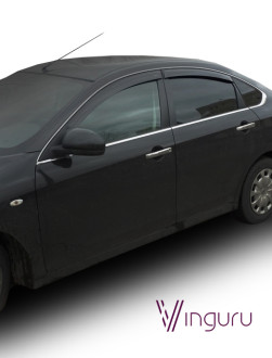 Дефлекторы окон Vinguru NISSAN Almera 2012-2018 /сед/накладные/скотч/к-т 4 шт./литьевой поликарбонат / Ниссан Альмера