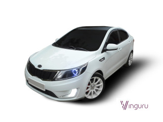 Дефлекторы окон Vinguru KIA Rio 2011-2015, 2015-2017 /сед/накладные/скотч/к-т 4 шт./литьевой поликарбонат / Киа Рио