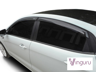 Дефлекторы окон Vinguru KIA Rio 2011-2015, 2015-2017 /сед/накладные/скотч/к-т 4 шт./литьевой поликарбонат / Киа Рио