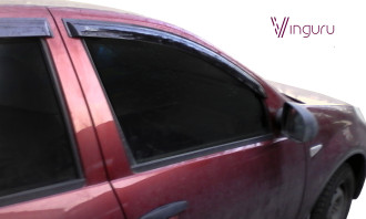 Дефлекторы окон Vinguru RENAULT Sandero 2009-2014 /накладные/скотч/к-т 4 шт./литьевой поликарбонат / Рено Сандеро